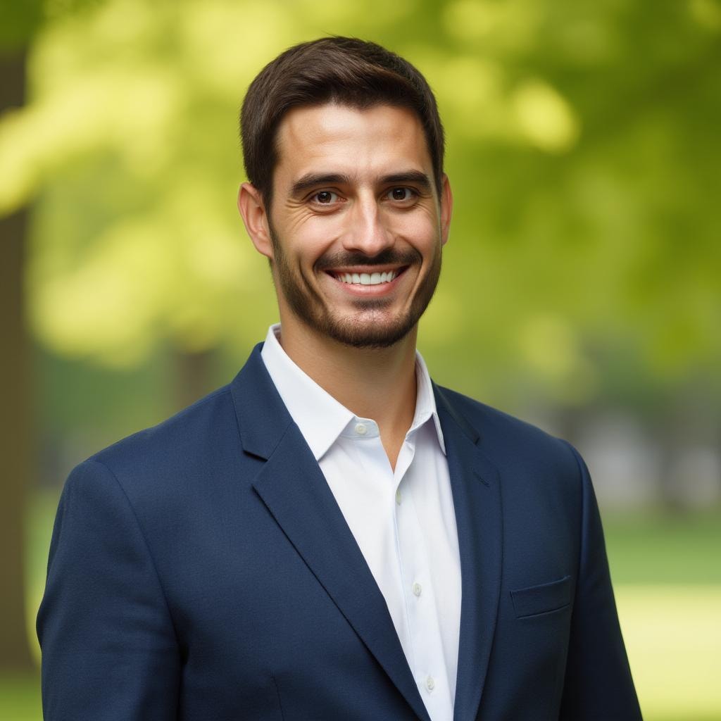 AI-enhanced business portrait - Professional in modern corporate environment